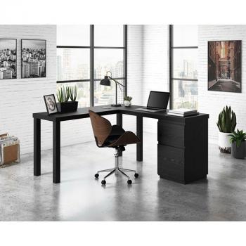 Bourbon Oak L-Shaped Desk with Drawers