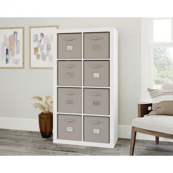 White 8-Cube Organizer w/ Fabric Bins