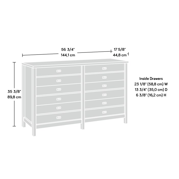 Sauder Cottage Road 6-Drawer Dresser - Soft White