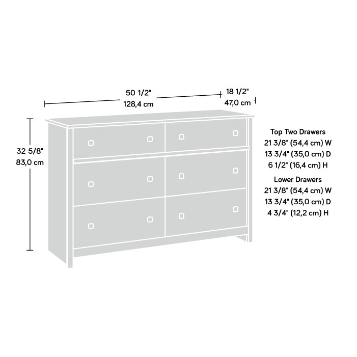Sauder River Ranch 6-Drawer Dresser - Grand Walnut