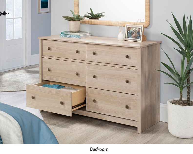 Sauder River Ranch 6-Drawer Dresser - Harvest Walnut