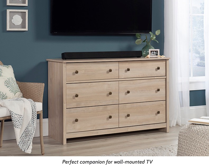 Sauder River Ranch 6-Drawer Dresser - Harvest Walnut