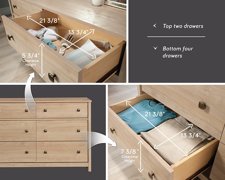 Sauder River Ranch 6-Drawer Dresser - Harvest Walnut