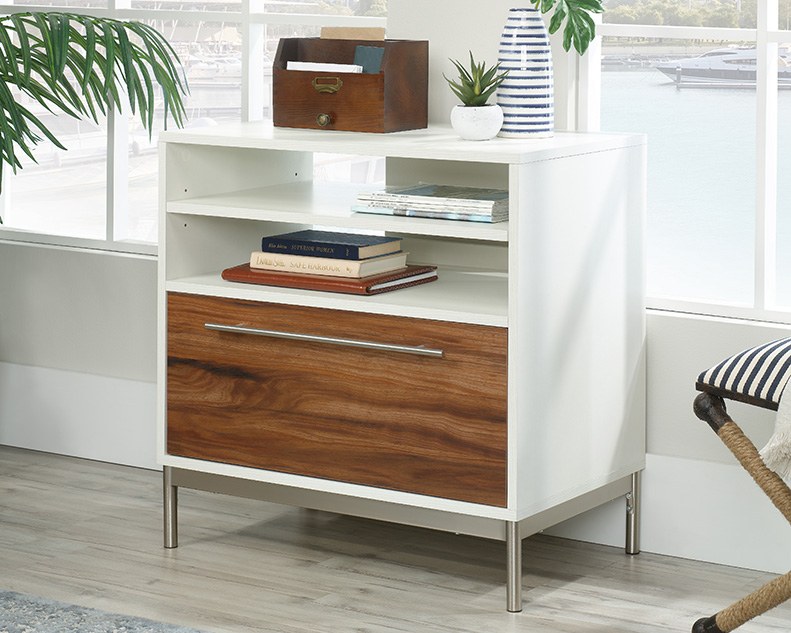 Sauder Lateral Office File Cabinet with Open Storage - Blaze Acacia