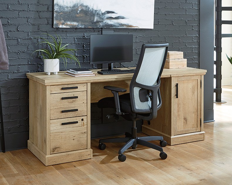 Sauder Mason Peak 72" Commercial Credenza Desk - Prime Oak