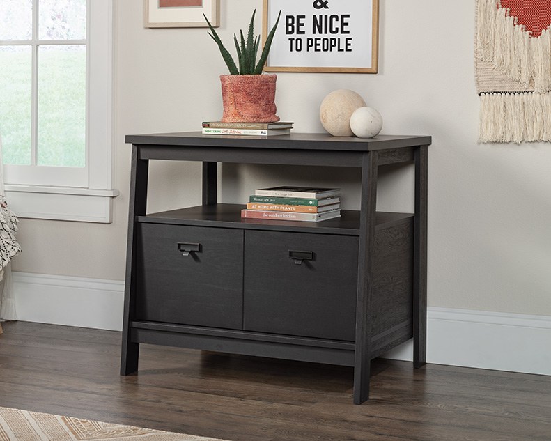 Sauder Trestle 1-Drawer Lateral Filing Cabinet - Raven Oak