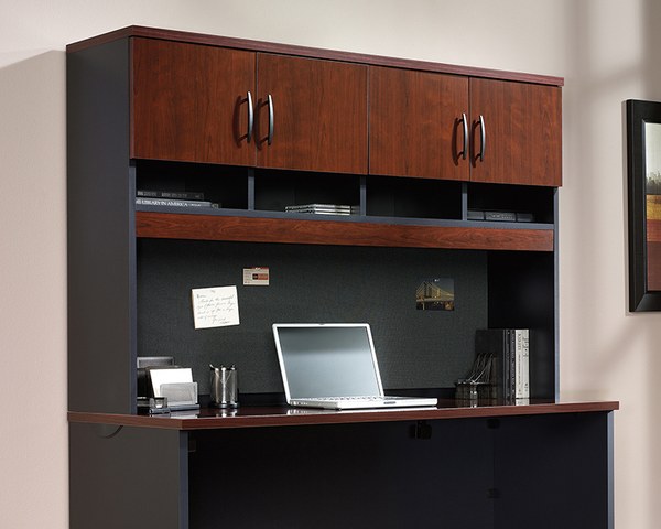 Sauder Via Credenza Desk Hutch with Storage - Classic Cherry