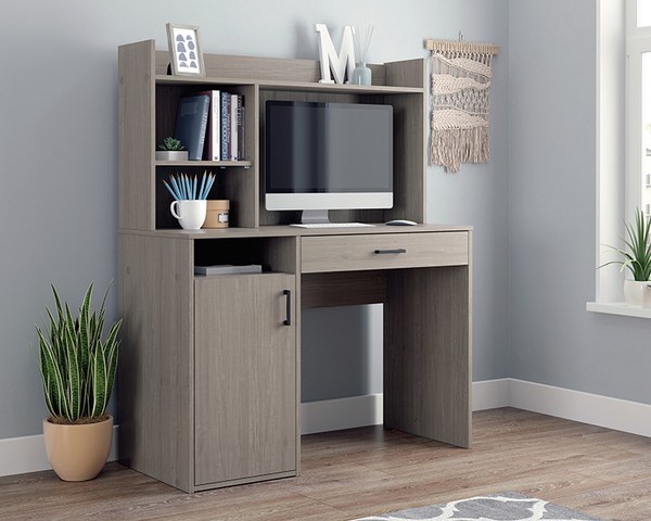 Sauder Beginnings Desk with Hutch and Drawer - Silver Sycamore