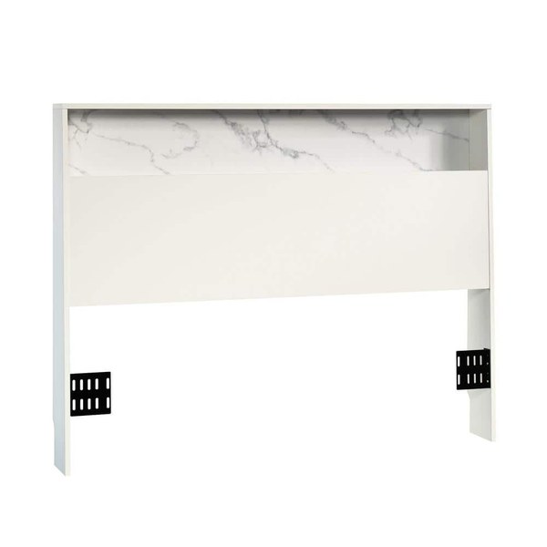 Sauder Hudson Court Full/Queen Headboard with Storage - Pearl Oak with faux White Marble accent