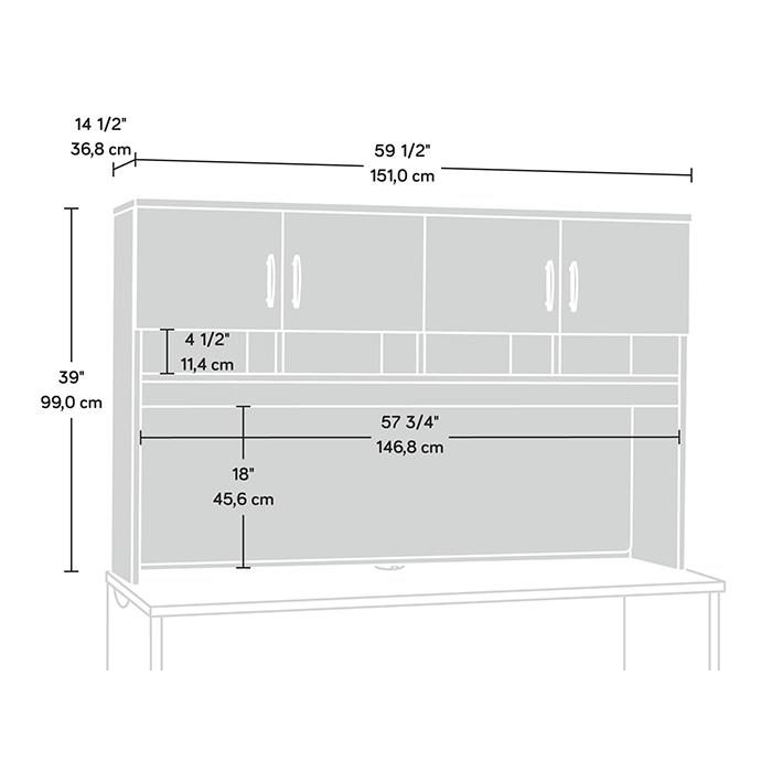 Sauder Via Credenza Desk Hutch with Storage - Classic Cherry