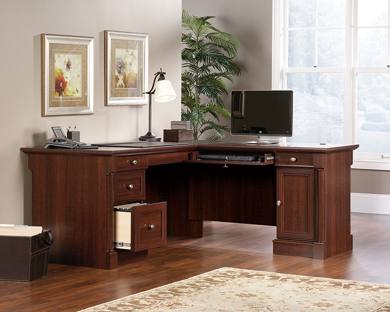 Sauder Palladia L-Shaped Desk - Select Cherry