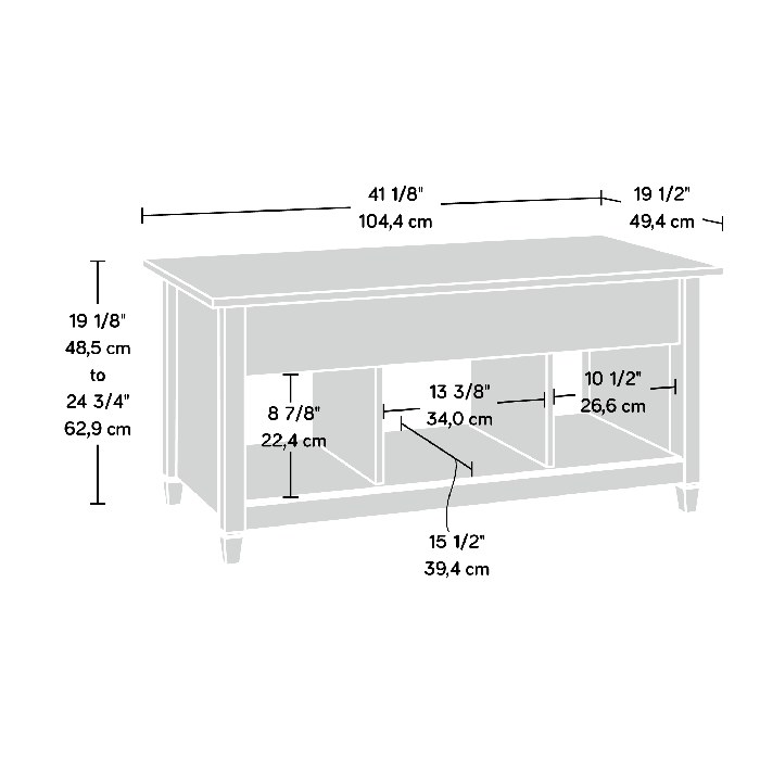 Sauder Edge Water Lift-top Storage Coffee Table - Estate Black