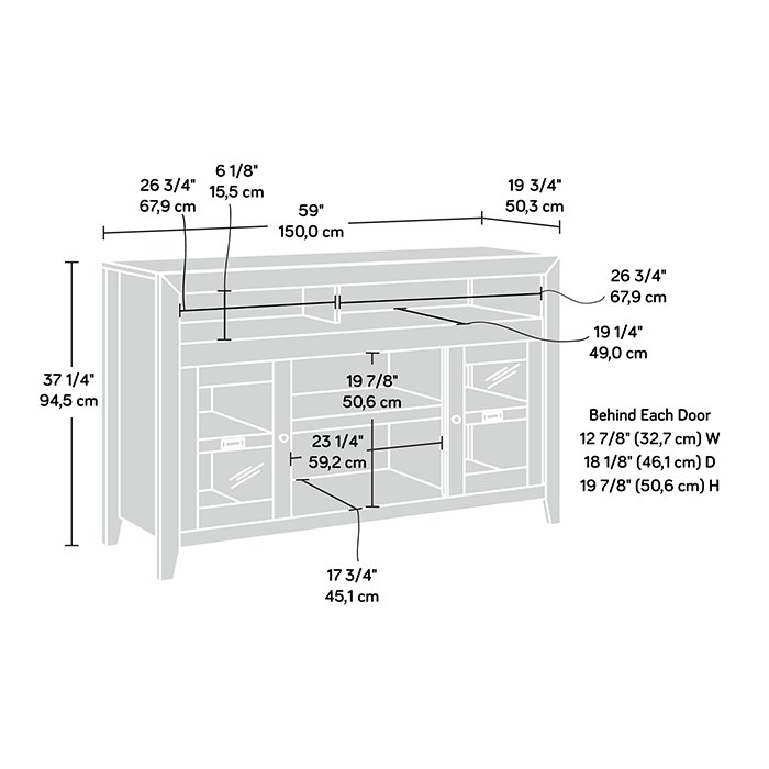 Sauder Credenza - Char Pine