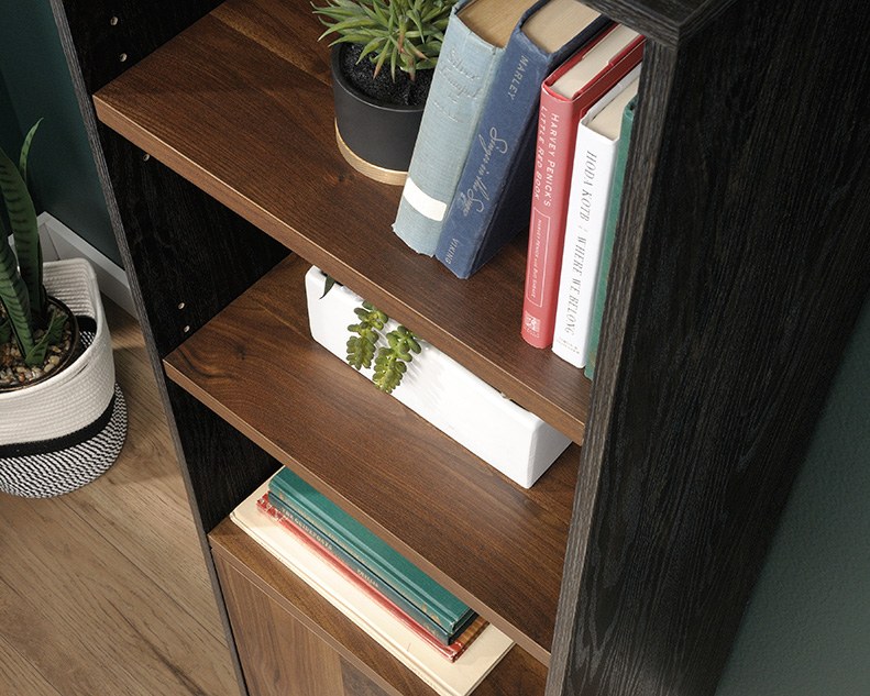 Sauder Industrial 3-Shelf Bookcase with Door - Brew Oak