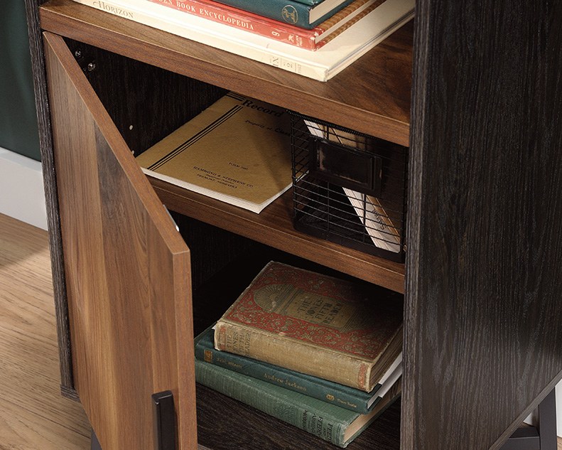 Sauder Industrial 3-Shelf Bookcase with Door - Brew Oak