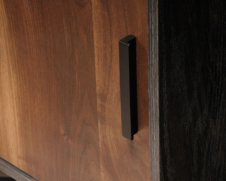 Sauder Industrial 3-Shelf Bookcase with Door - Brew Oak