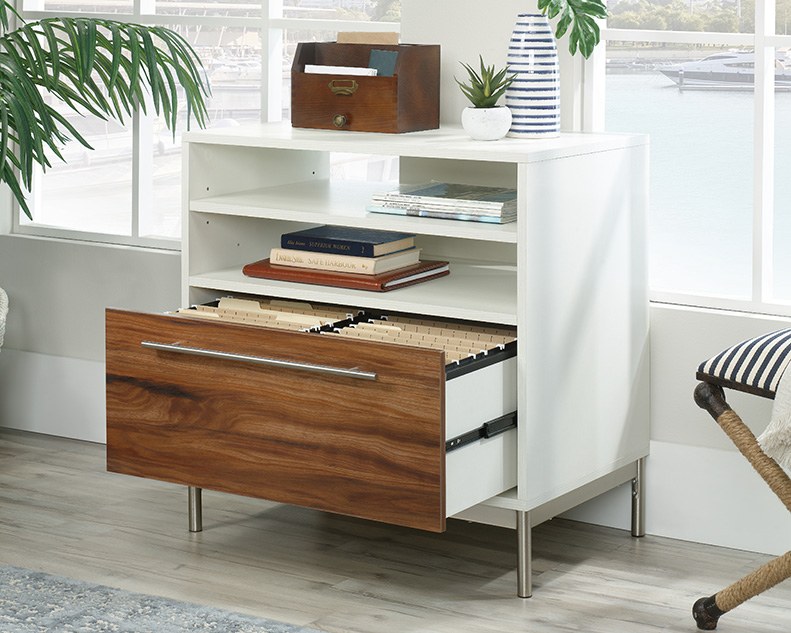 Sauder Lateral Office File Cabinet with Open Storage - Blaze Acacia