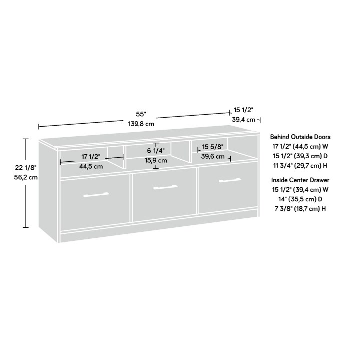 Sauder Beginnings Credenza - Cinnamon Cherry