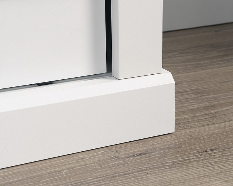 Sauder Select White Farmhouse TV Stand with Oak Accent - Soft White
