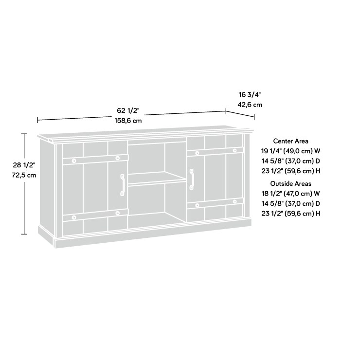 Sauder Select White Farmhouse TV Stand with Oak Accent - Soft White