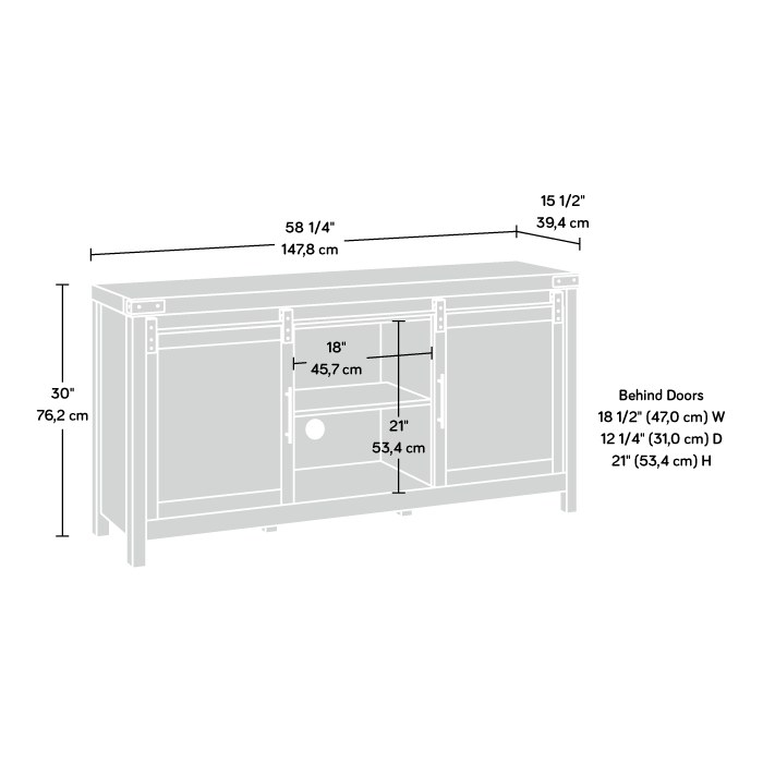 Sauder TV Credenza with Sliding Doors - Mystic Oak