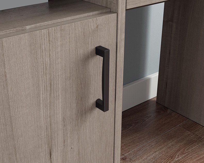 Sauder Beginnings Desk with Hutch and Drawer - Silver Sycamore