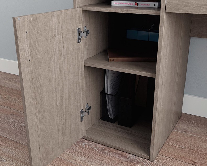 Sauder Beginnings Desk with Hutch and Drawer - Silver Sycamore