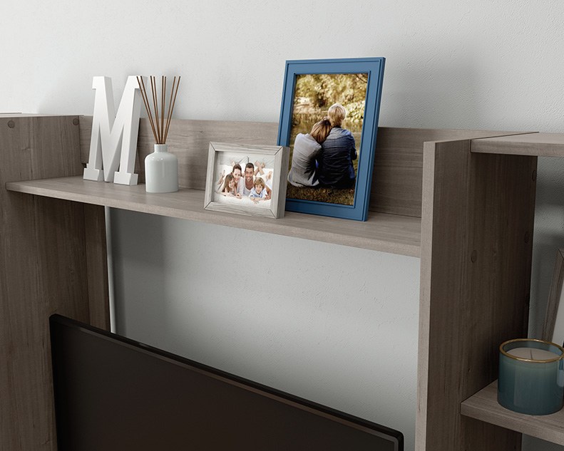 Sauder Beginnings Wall System TV Credenza - Silver Sycamore