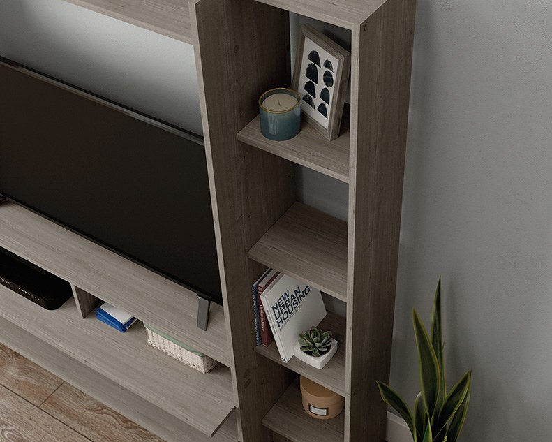 Sauder Beginnings Wall System TV Credenza - Silver Sycamore