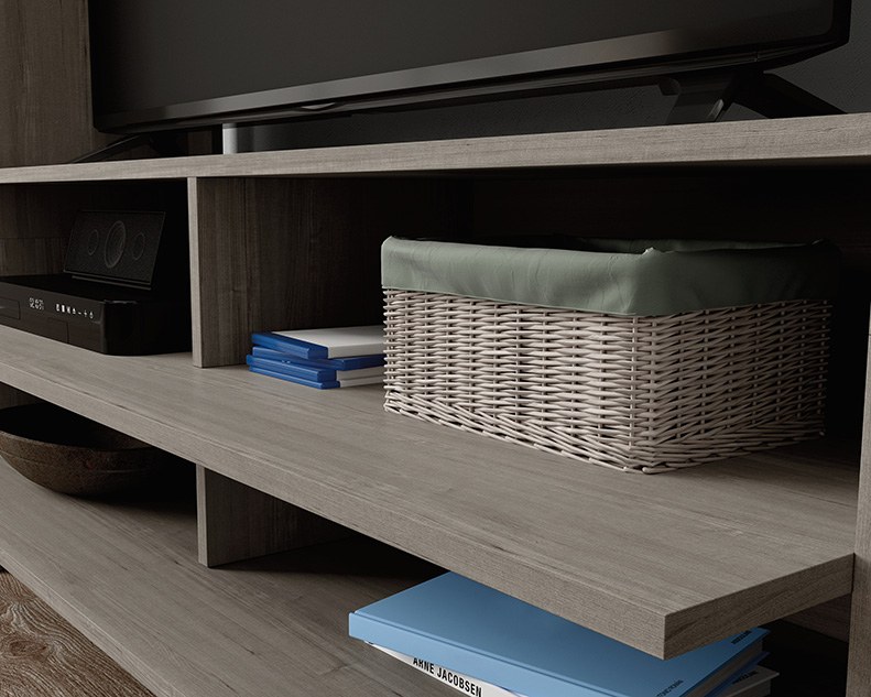 Sauder Beginnings Wall System TV Credenza - Silver Sycamore