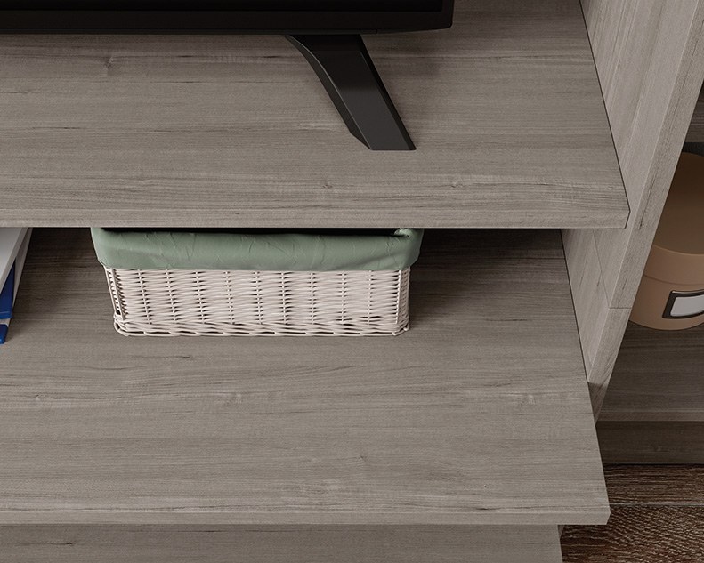 Sauder Beginnings Wall System TV Credenza - Silver Sycamore