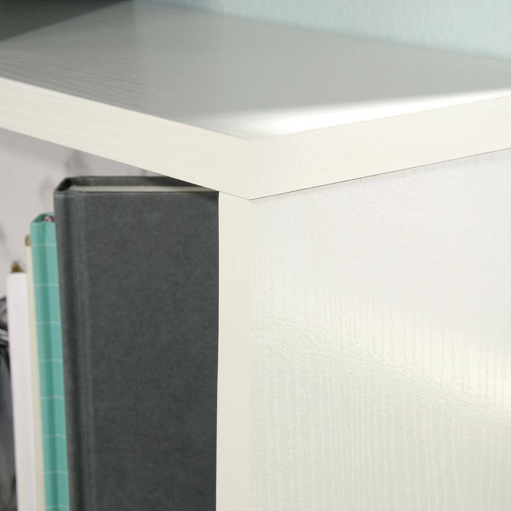 Sauder Hudson Court Full/Queen Headboard with Storage - Pearl Oak with faux White Marble accent