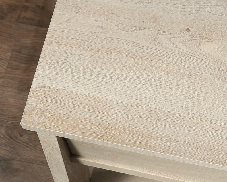 Sauder Trestle TV Credenza with Drawers and Shelves - Chalked Chestnut