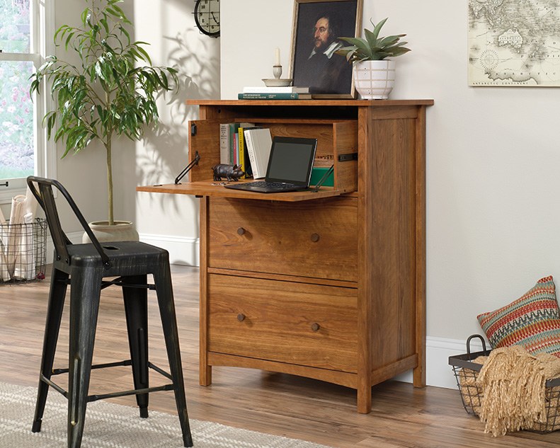 Sauder Drop Front Secretary Desk - Prairie Cherry