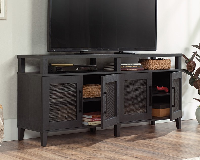 Sauder Tiffin Line TV Credenza with Doors - Raven Oak