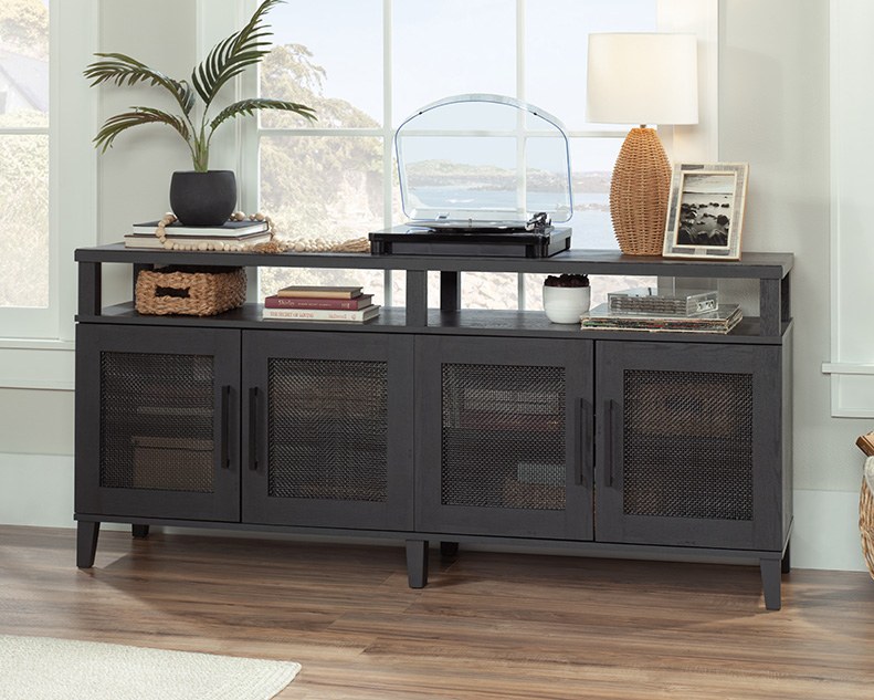 Sauder Tiffin Line TV Credenza with Doors - Raven Oak