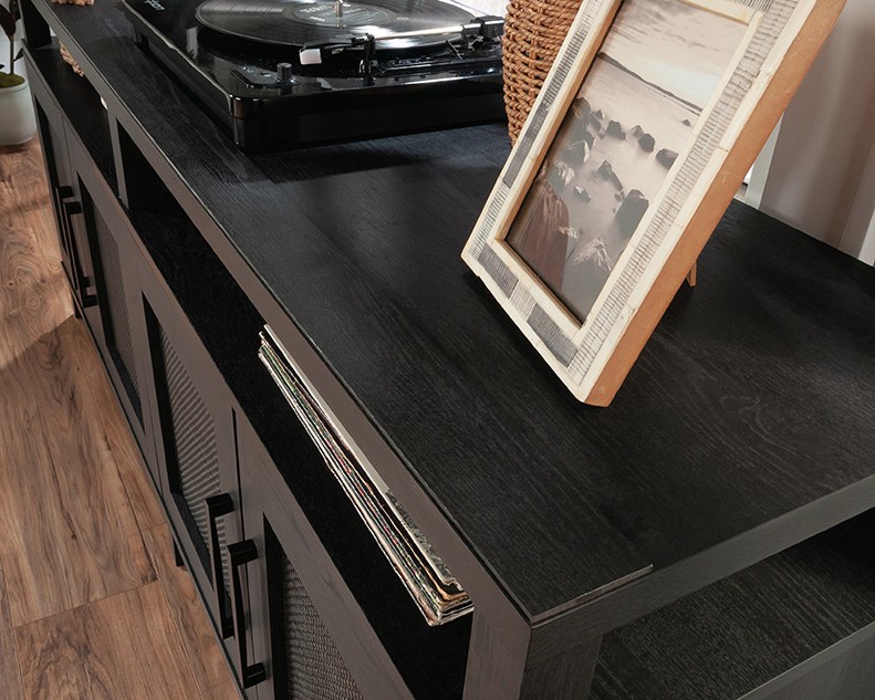 Sauder Tiffin Line TV Credenza with Doors - Raven Oak