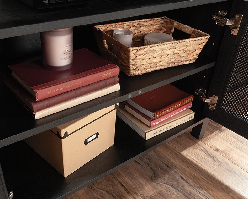 Sauder Tiffin Line TV Credenza with Doors - Raven Oak