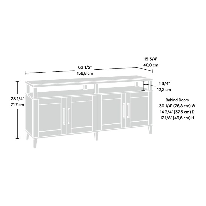 Sauder Tiffin Line TV Credenza with Doors - Raven Oak
