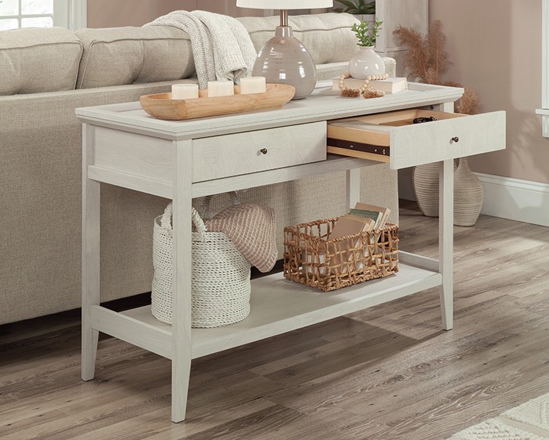 Sauder Console Table with Storage - Glacier Oak