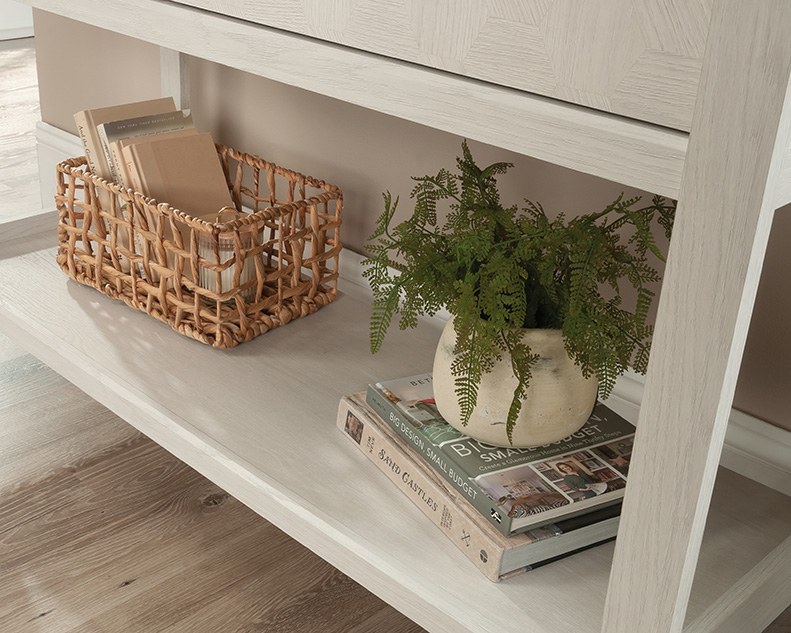 Sauder Console Table with Storage - Glacier Oak
