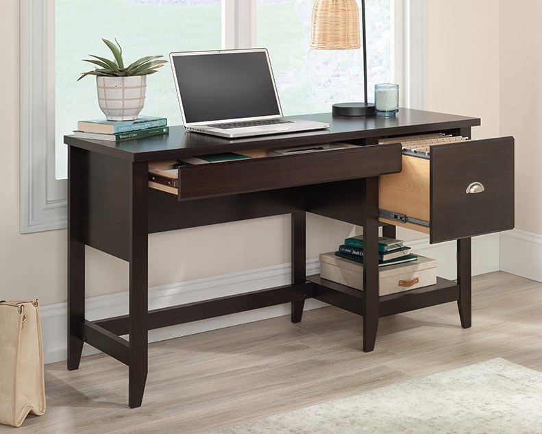 Sauder Single Pedestal Desk - Cinnamon Cherry
