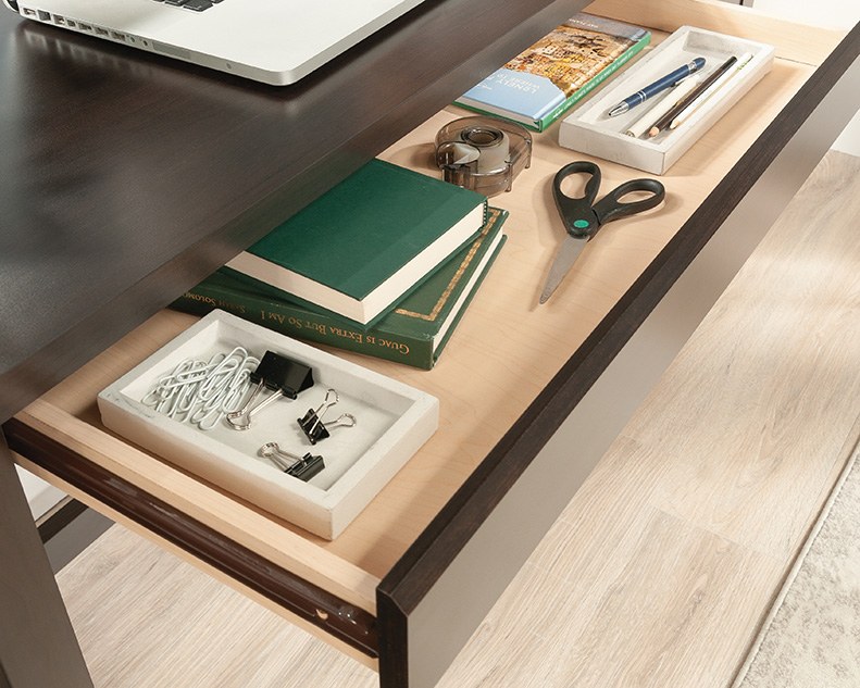 Sauder Single Pedestal Desk - Cinnamon Cherry
