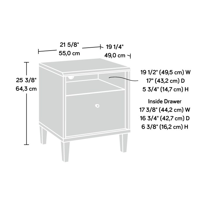 Sauder Willow Place 1-Drawer Night Stand with Open Shelf Storage - Pacific Maple