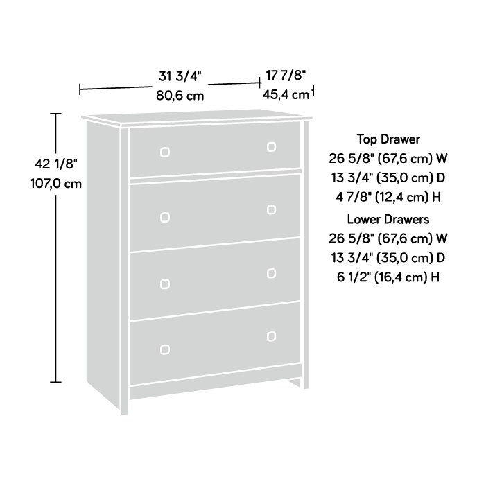 Sauder River Ranch 4-Drawer Dresser Chest - White Plank
