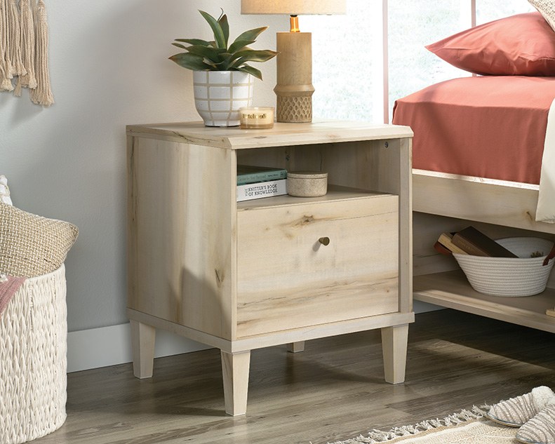 Sauder Willow Place 1-Drawer Night Stand with Open Shelf Storage - Pacific Maple