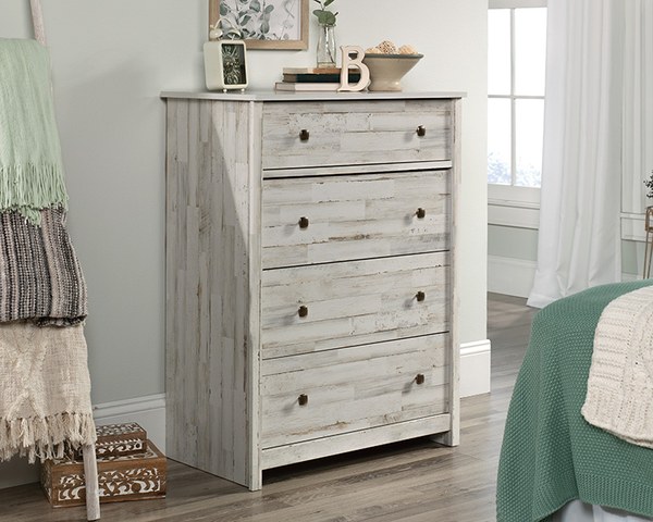 Sauder River Ranch 4-Drawer Dresser Chest - White Plank