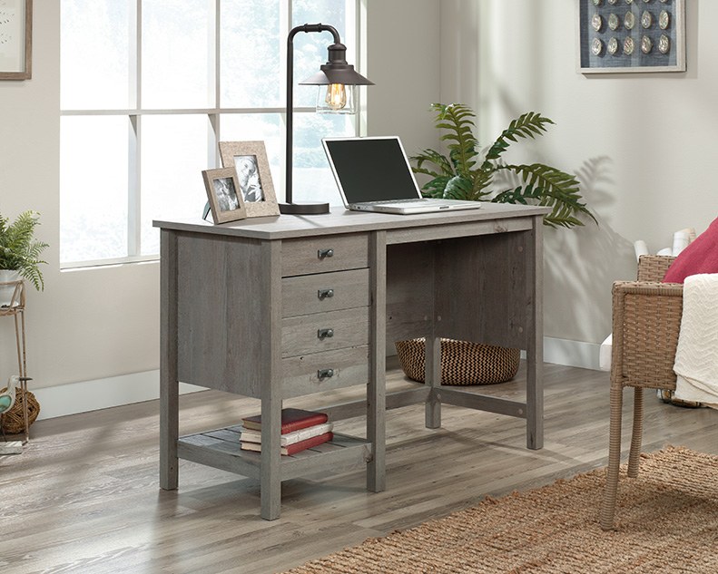 Sauder Cottage Road Coastal Single Pedestal Desk with Storage - Mystic Oak