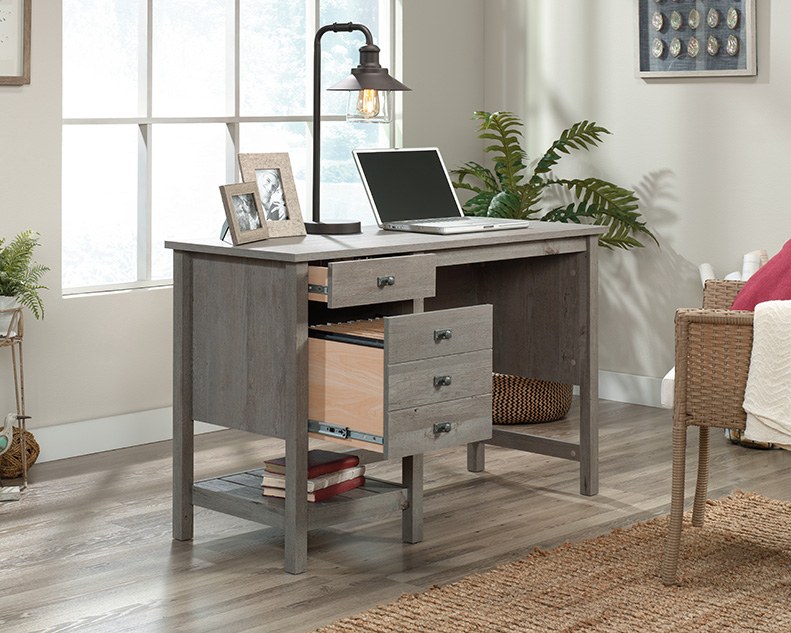 Sauder Cottage Road Coastal Single Pedestal Desk with Storage - Mystic Oak