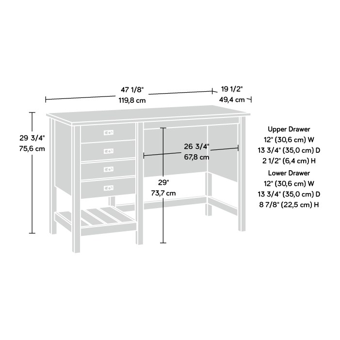Sauder Cottage Road Coastal Single Pedestal Desk with Storage - Mystic Oak